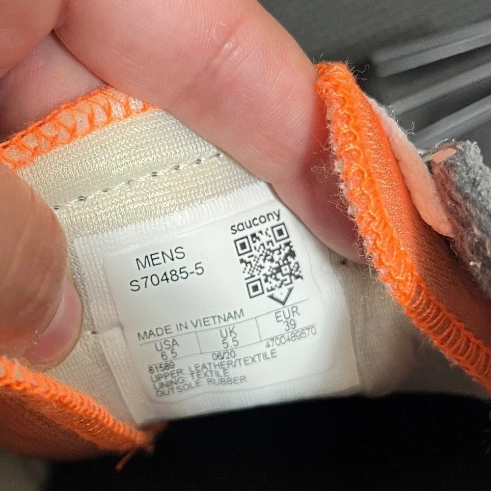 Saucony Jazz Original Sneakers Mens 6.5 Womens 8 Grey Orange‎ Retro Running Shoe